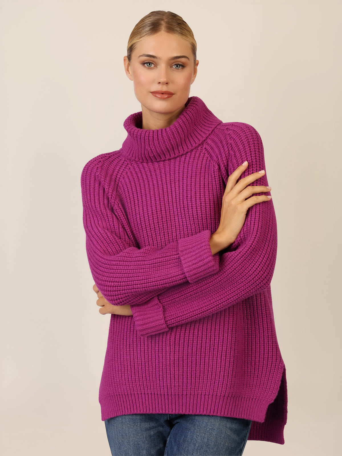 APART Oversized Pullover mit Rollkragen | lila