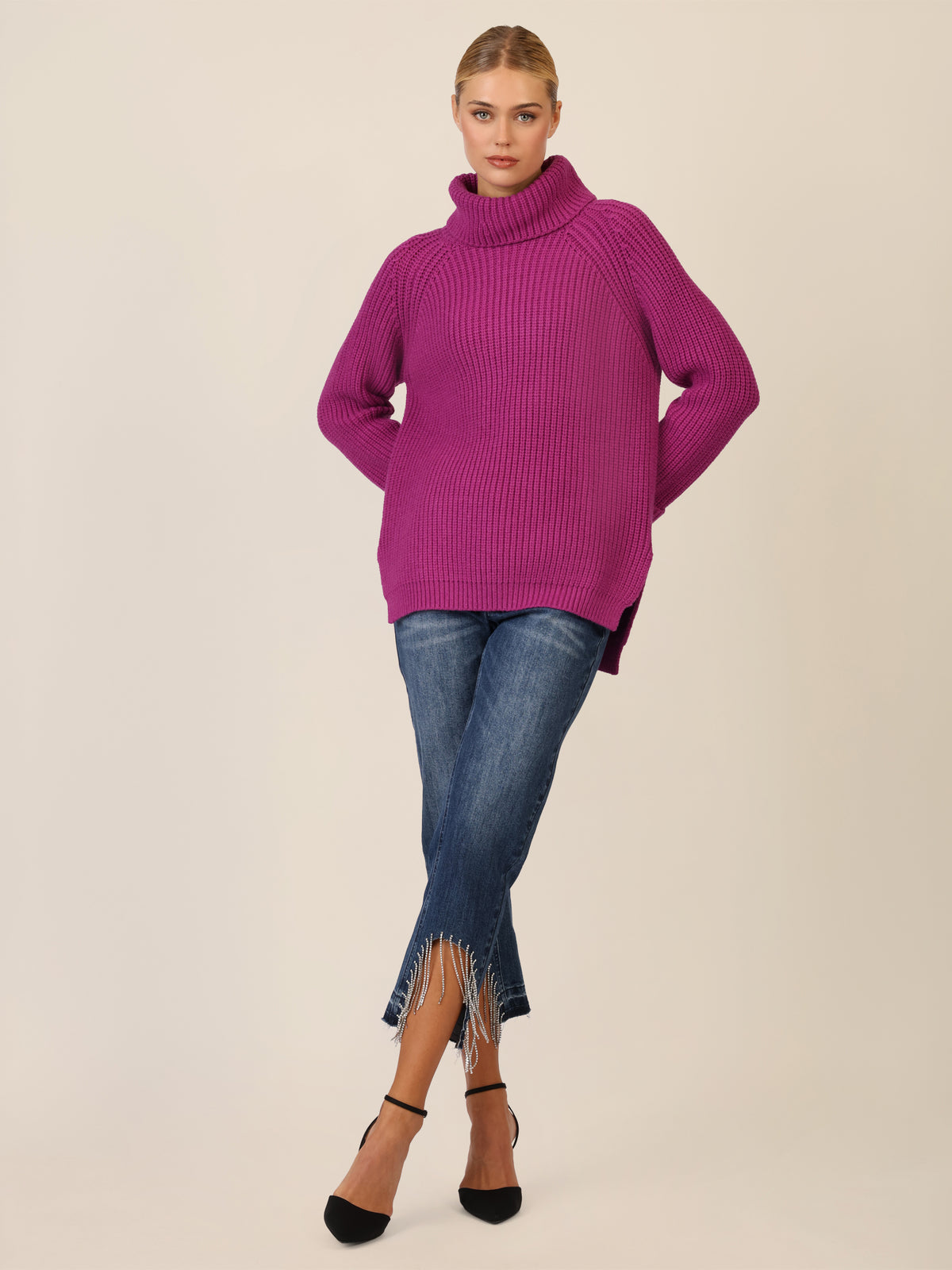 APART Oversized Pullover mit Rollkragen | lila