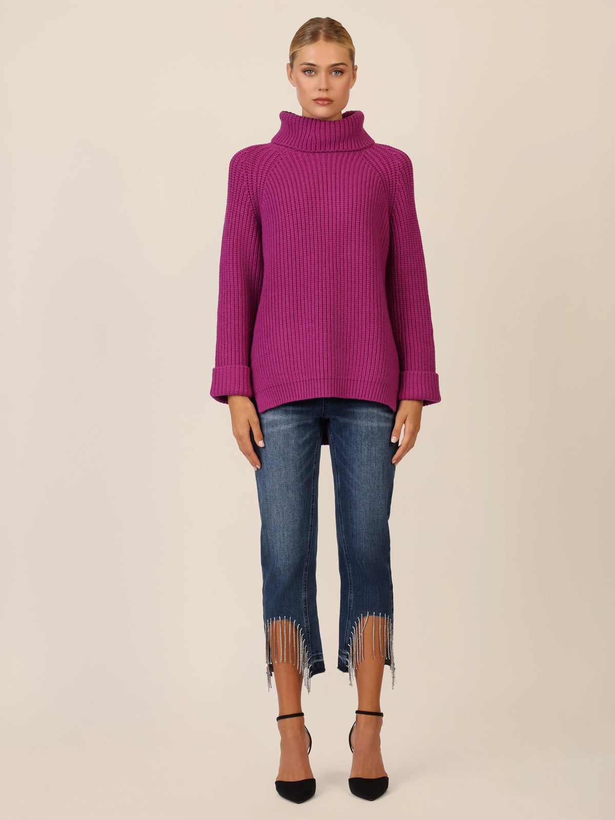 APART Oversized Pullover mit Rollkragen | lila