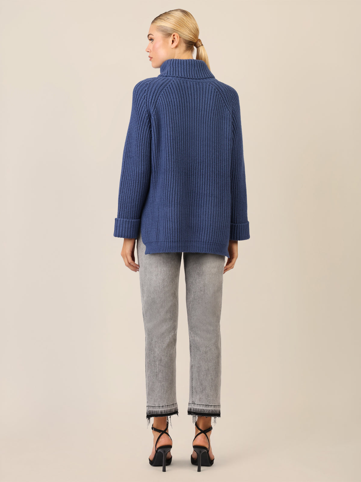 APART Oversized Pullover mit Rollkragen | mittelblau