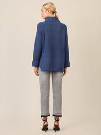 APART Oversized Pullover mit Rollkragen | mittelblau