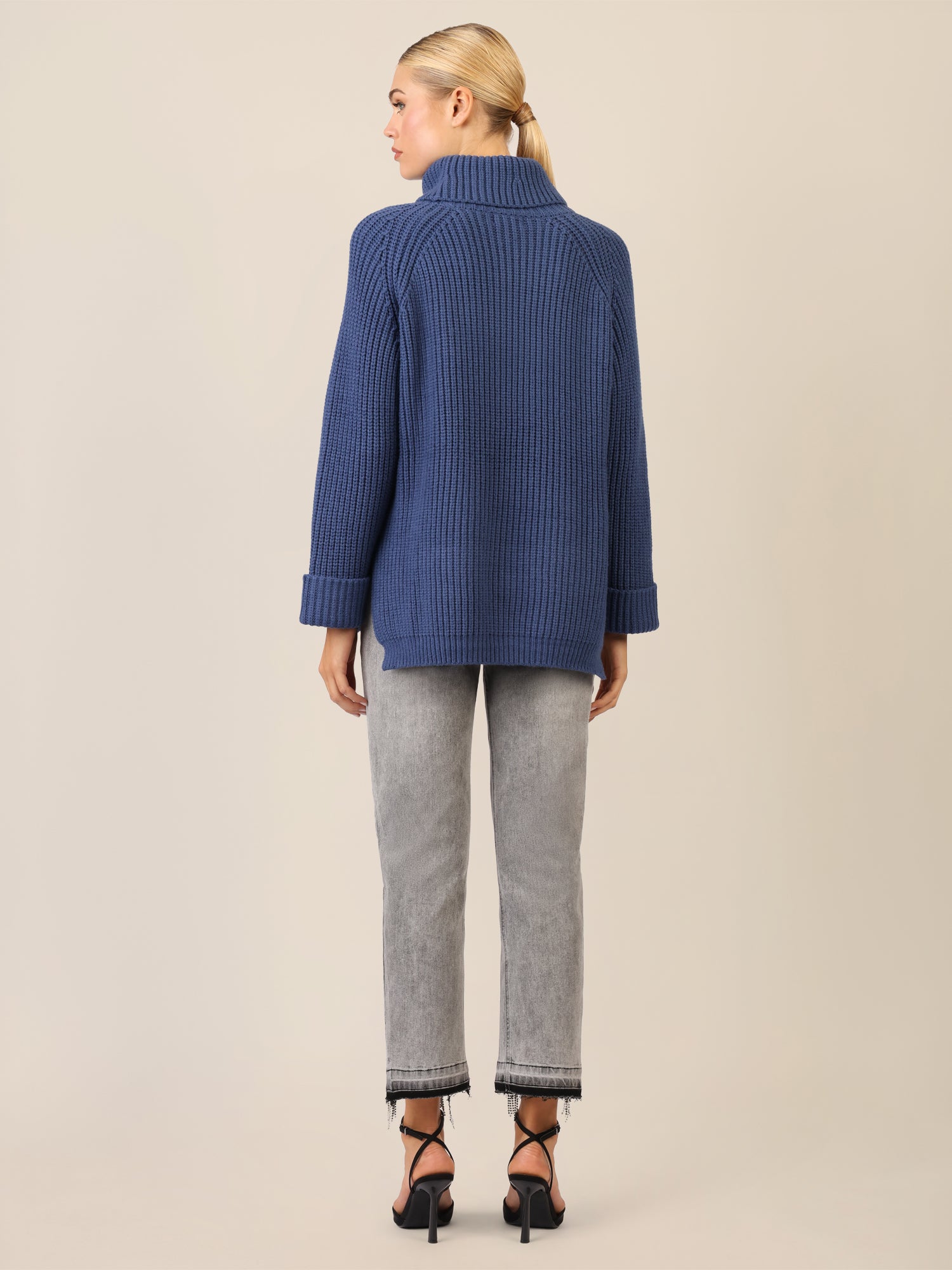 APART Oversized Pullover mit Rollkragen | mittelblau
