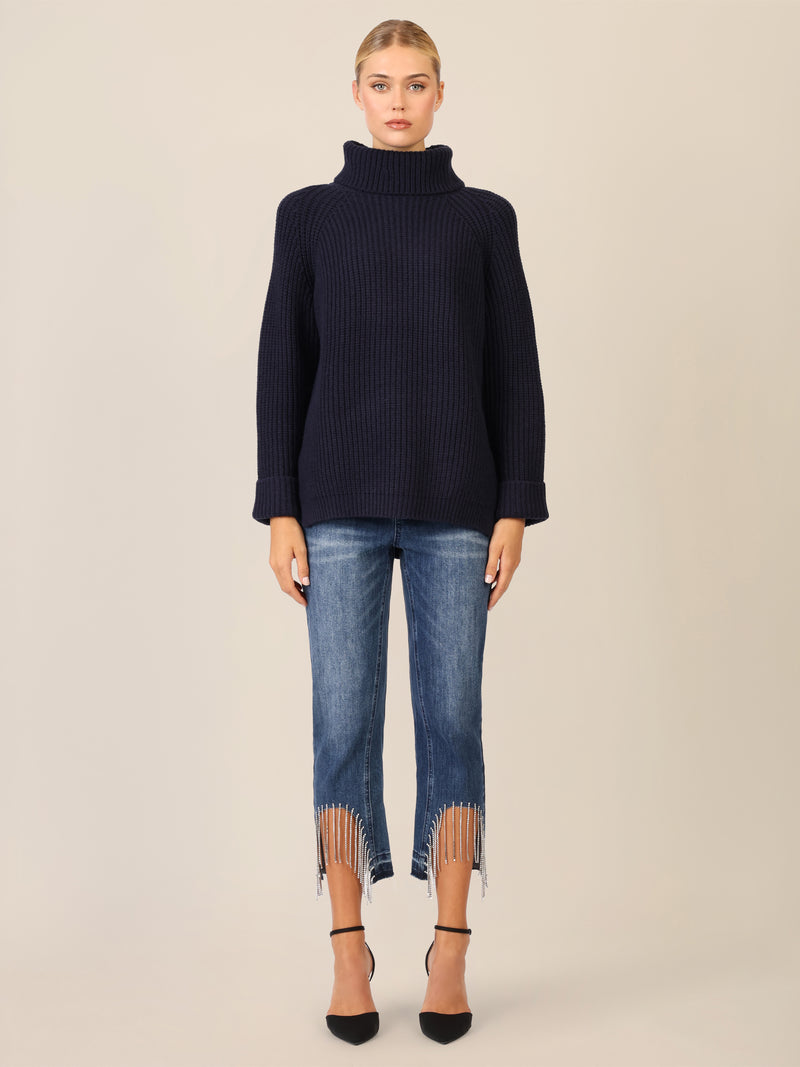 APART Oversized Pullover mit Rollkragen | nachtblau