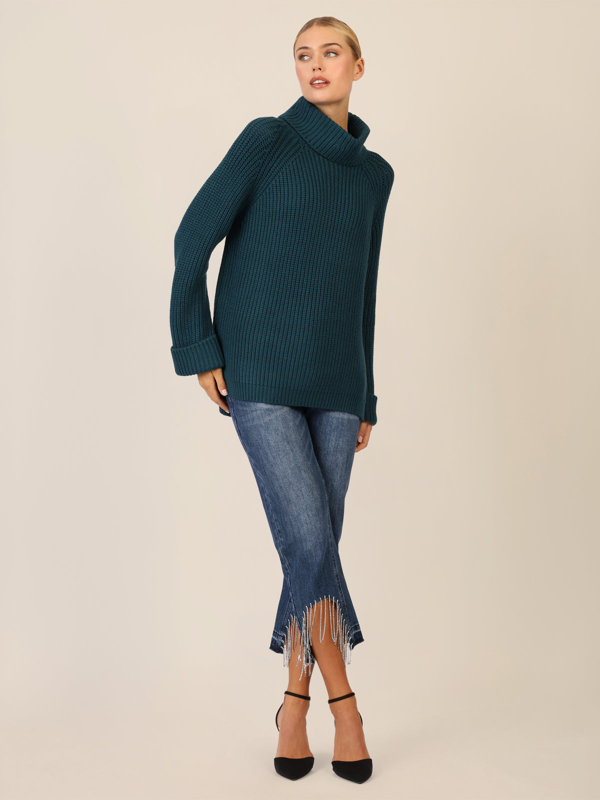 APART Oversized Pullover mit Rollkragen | dunkelgrün
