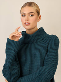 APART Oversized Pullover mit Rollkragen | dunkelgrün