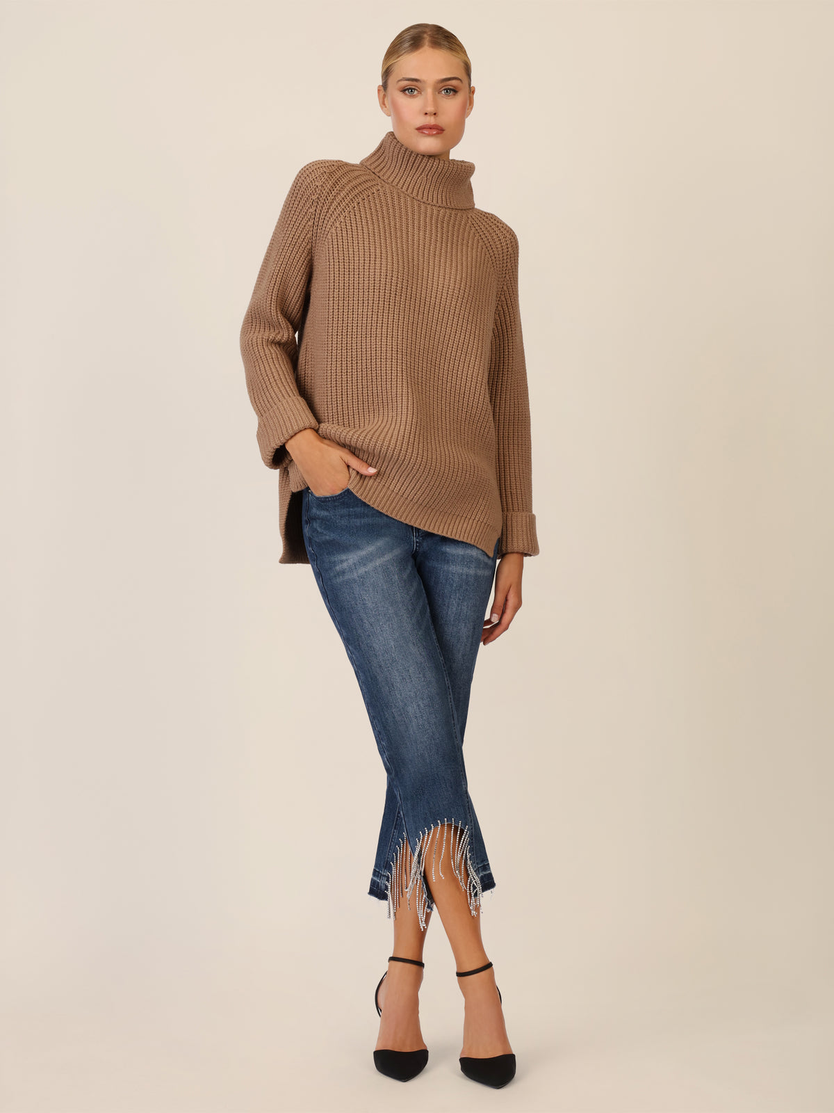 APART Oversized Pullover mit Rollkragen | camel