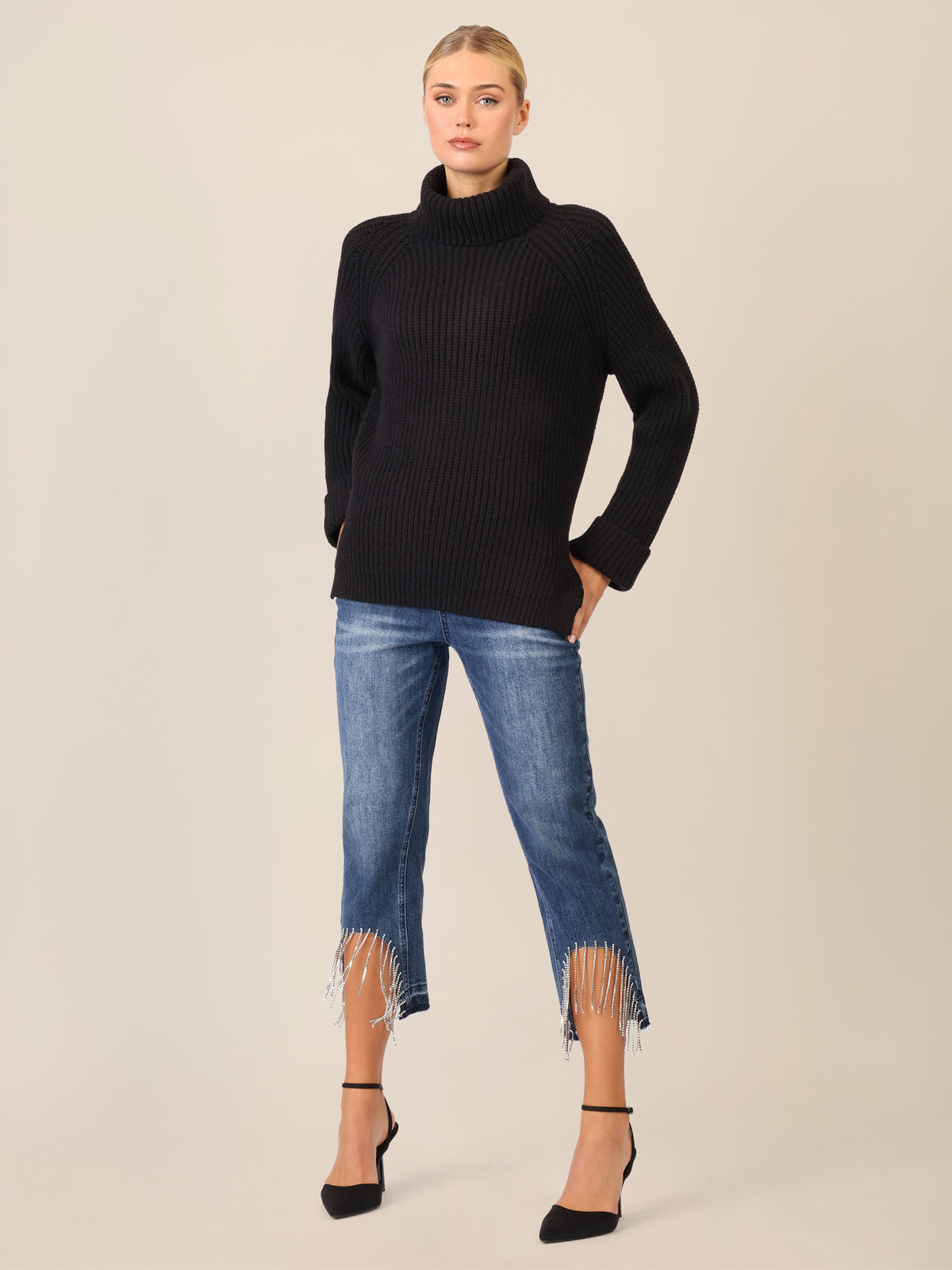 APART Oversized Pullover mit Rollkragen | schwarz