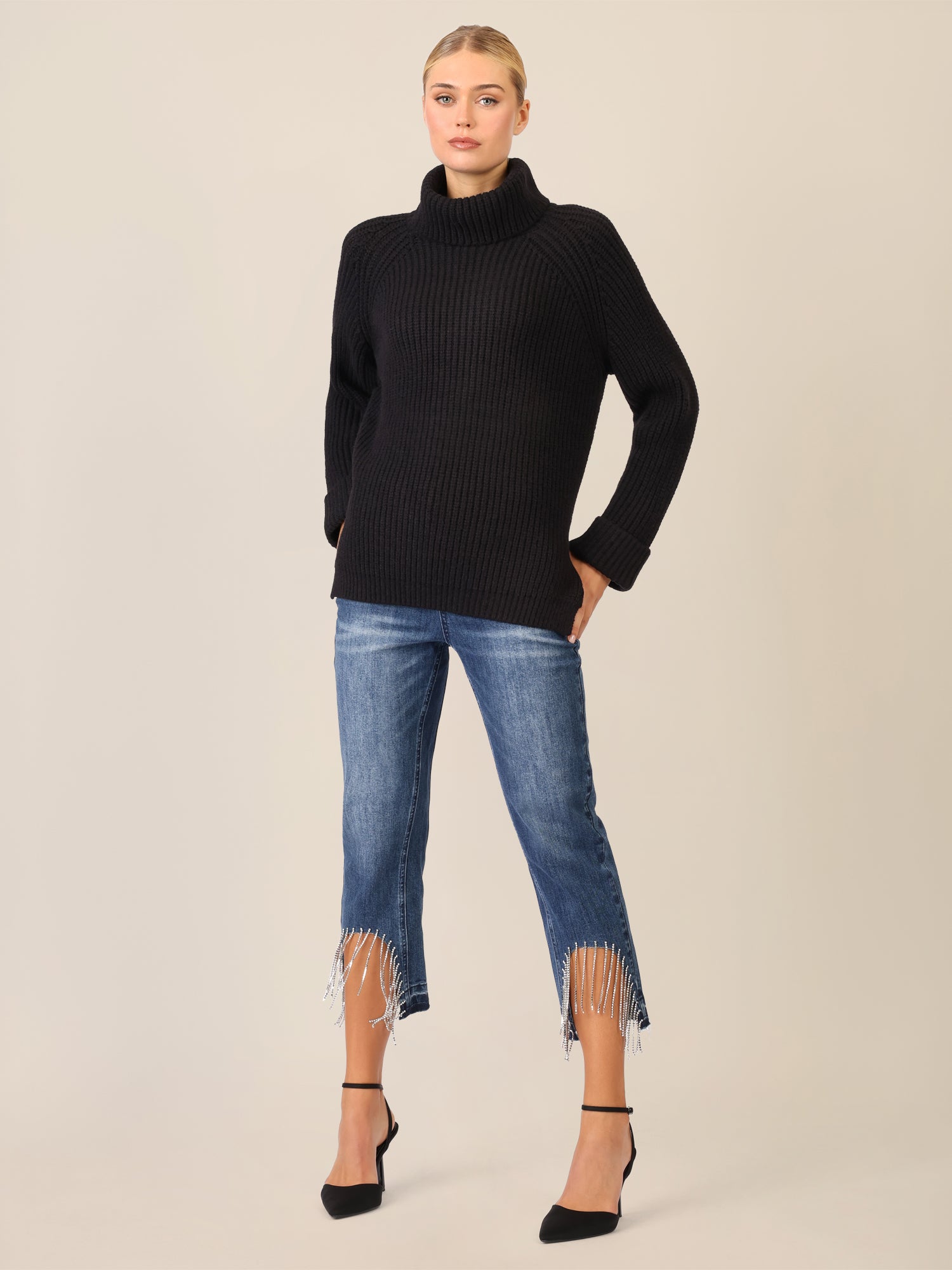 APART Oversized Pullover mit Rollkragen | schwarz