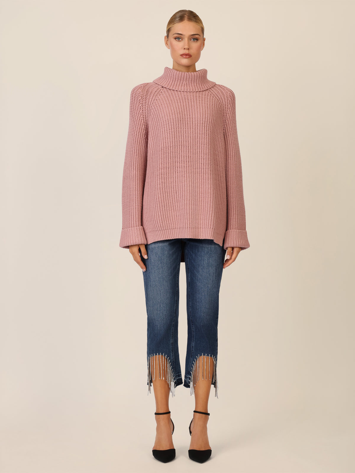 APART Oversized Pullover mit Rollkragen | mauve
