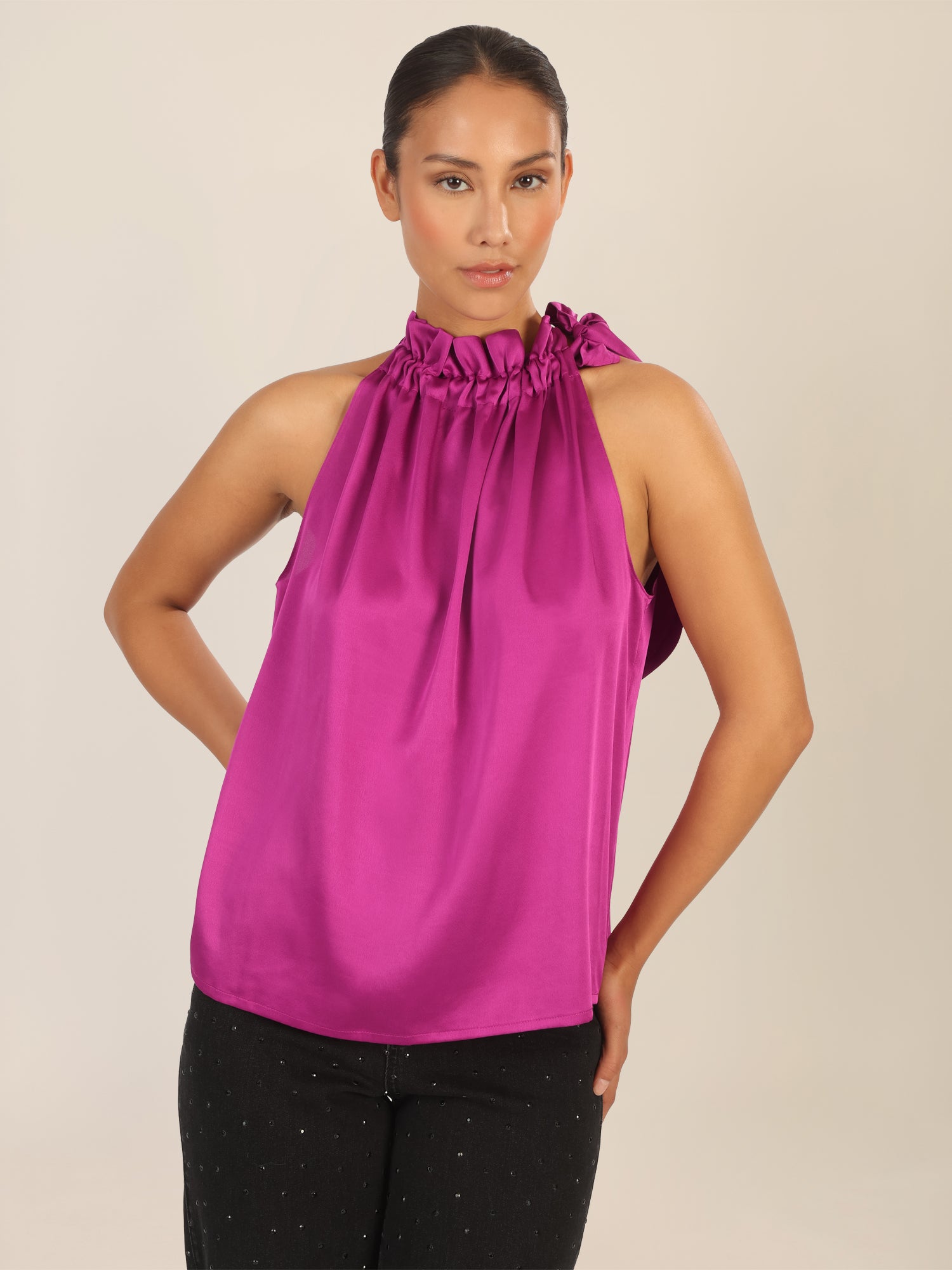 APART Satinblusentop aus einer mattglänzenden, elastischen Satin Ware | lila