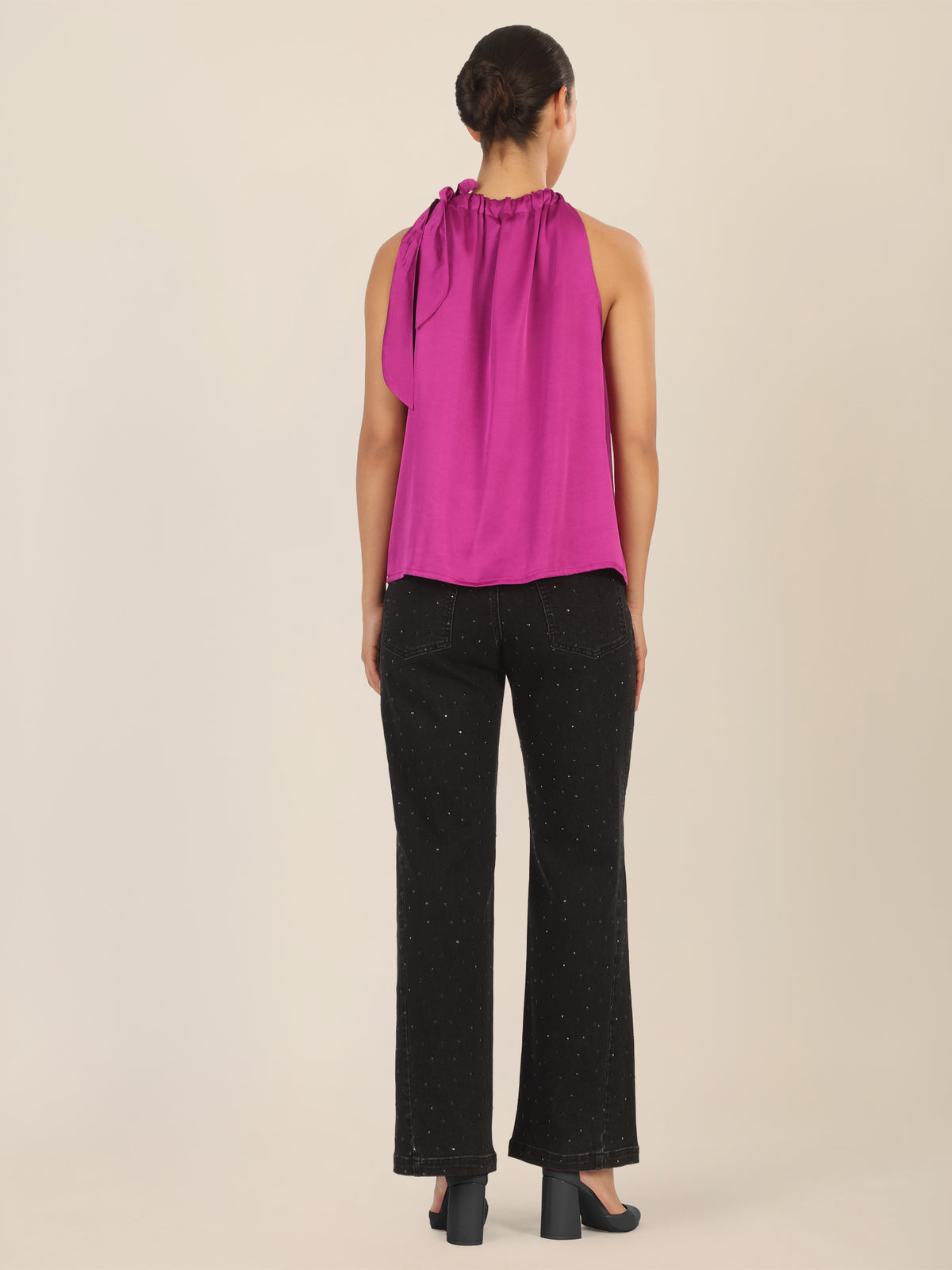 APART Satinblusentop aus einer mattglänzenden, elastischen Satin Ware | lila