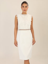 APART Kurzes Hochzeitskleid mit Häkelspitze | creme