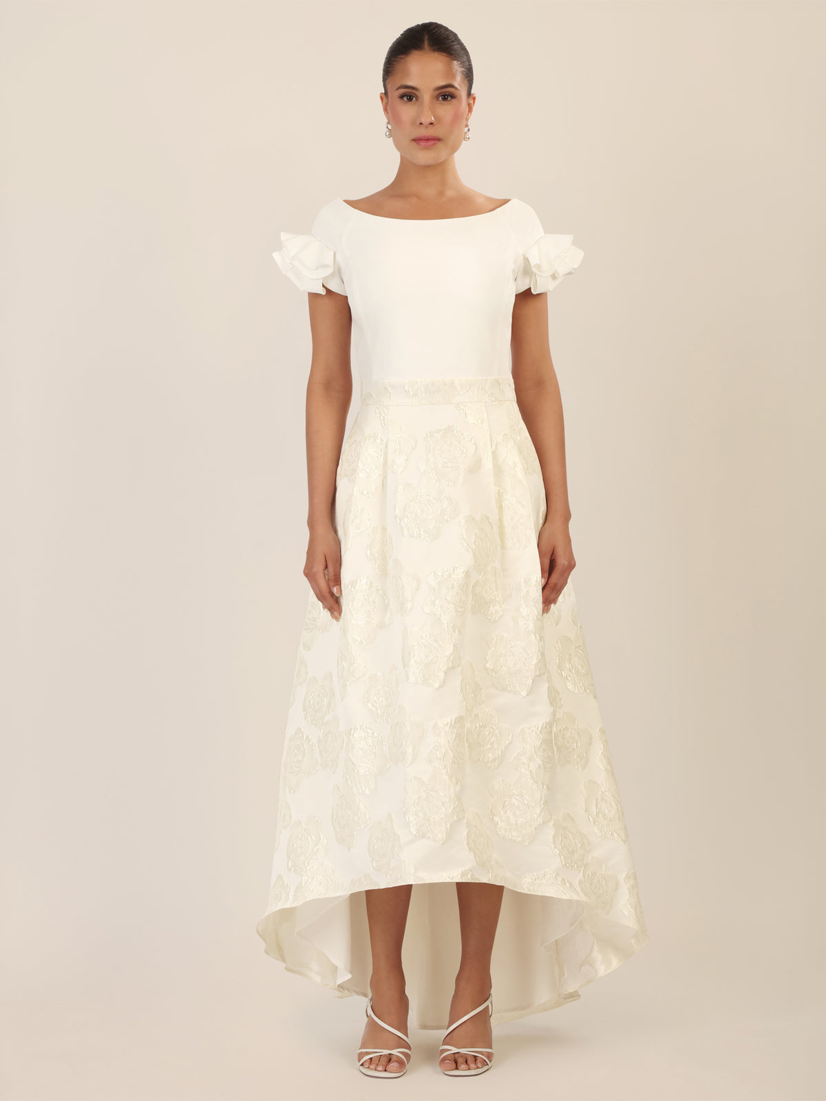 APART Abendkleid mit floraler Jacquard-Struktur | creme