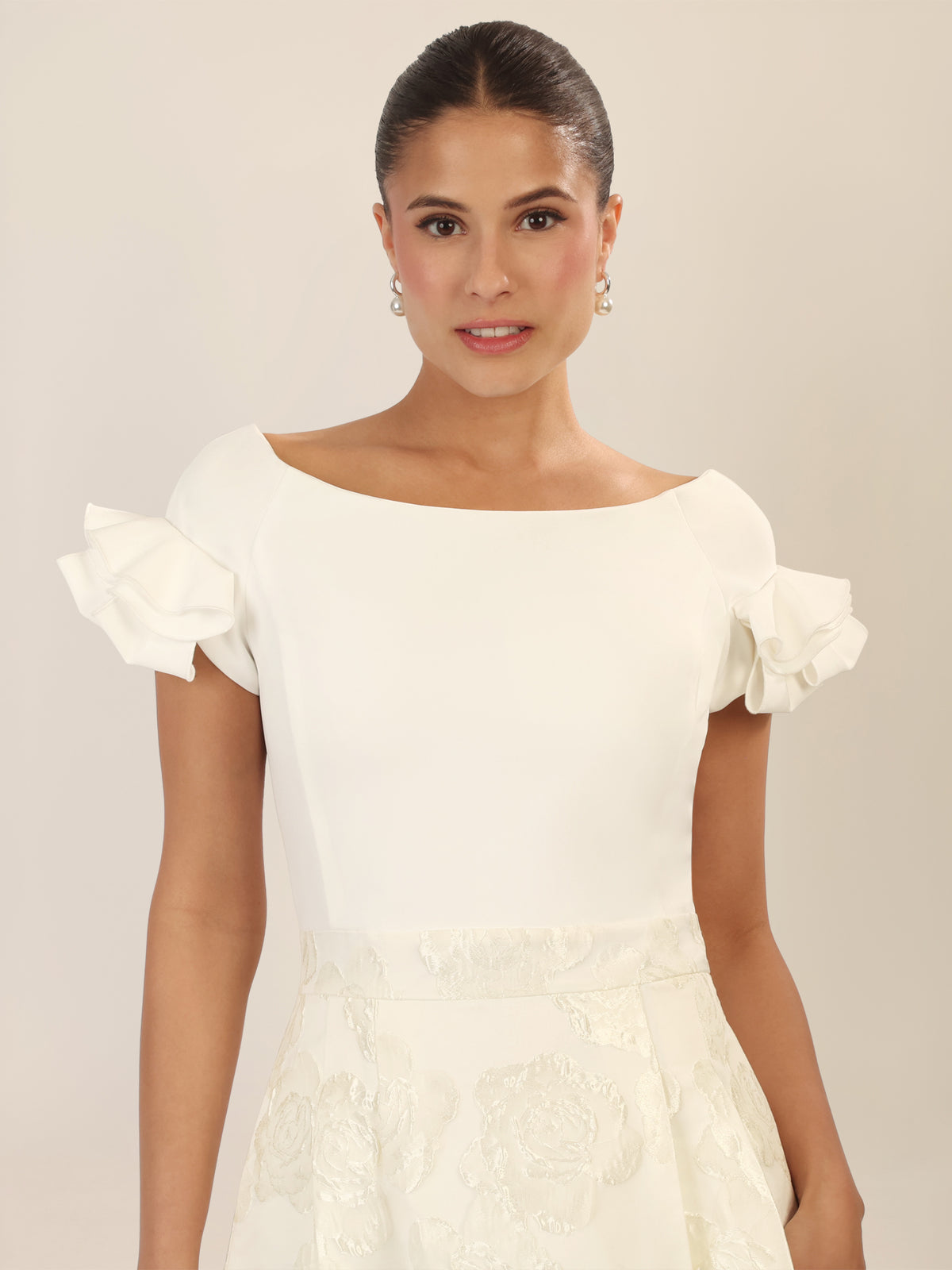 APART Abendkleid mit floraler Jacquard-Struktur | creme