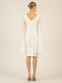 APART Kleid mit Chiffonstola aus einer leicht strukturierten Ware und angearbeitetem Cape | creme