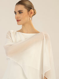 APART Kleid mit Chiffonstola aus einer leicht strukturierten Ware und angearbeitetem Cape | creme