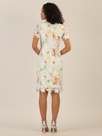 APART Spitzenkleid aus Spitze, allover bedruckt | creme-multicolor