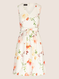APART bedrucktes Satinkleid aus matt glänzendem Satin mit allover Flower-Print | creme-multicolor