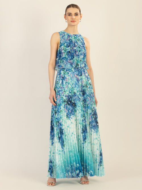 APART bedrucktes Abendkleid mit allover Blumendruck | türkis-multicolor image 1
