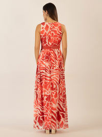 APART Abendkleid mit All-Over-Druckdesign | koralle-creme