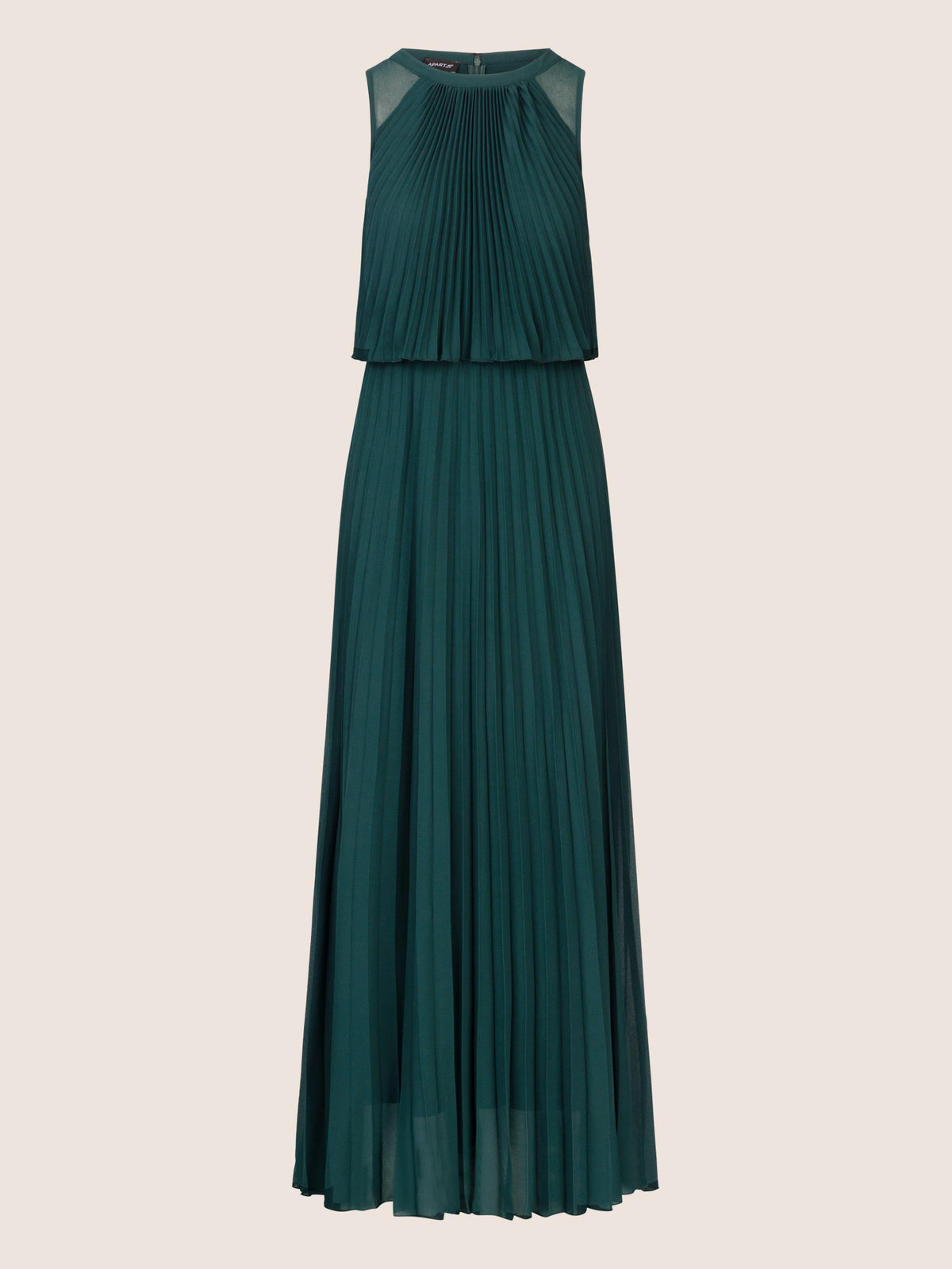 APART Abendkleid mit lose fallendem Sonnenplissee-Part bis zur Taille | emerald