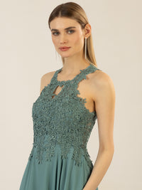 APART Cocktailkleid aus einer plastischen Spitze und Chiffon | jade