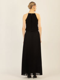 APART Plisseekleid im Neckholder-Stil | schwarz