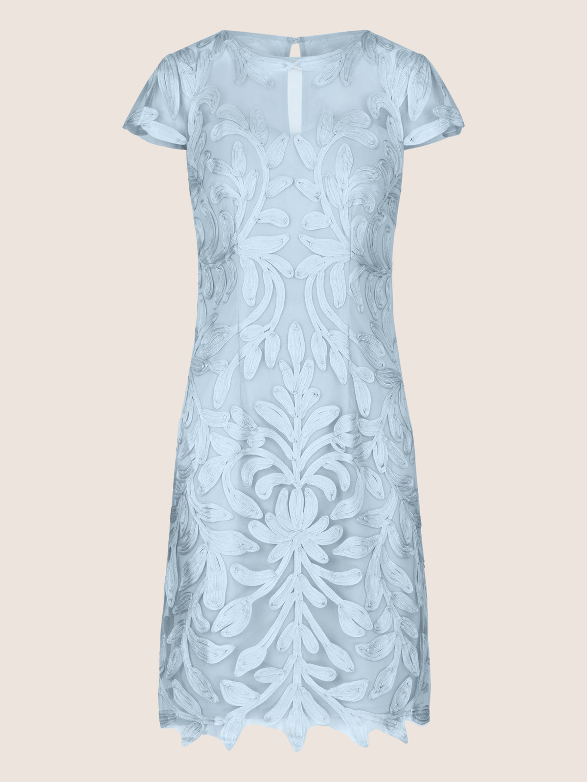 APART Cocktailkleid, aufwendig bestricktes Meshkleid | hellblau