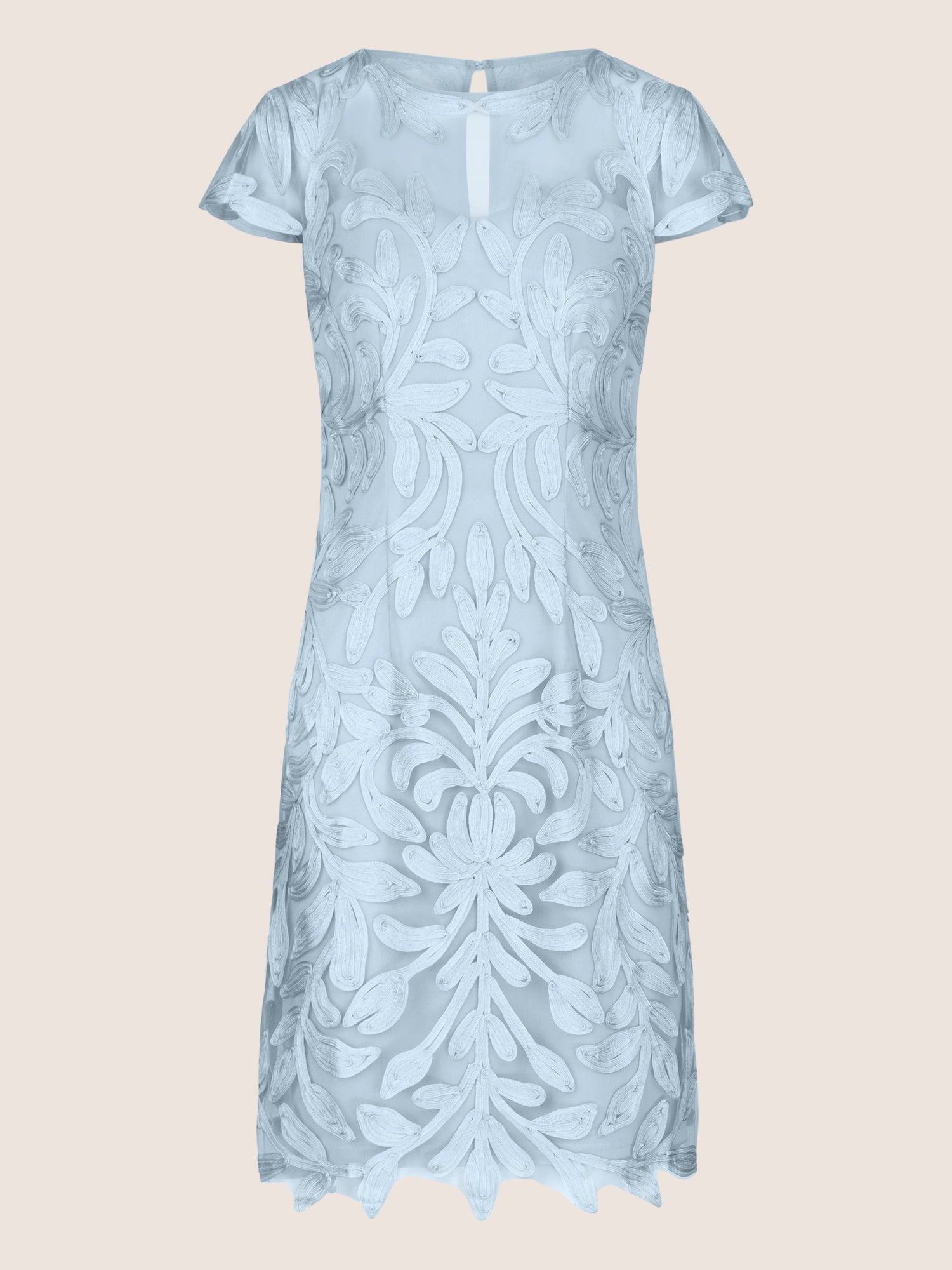APART Cocktailkleid, aufwendig bestricktes Meshkleid | hellblau