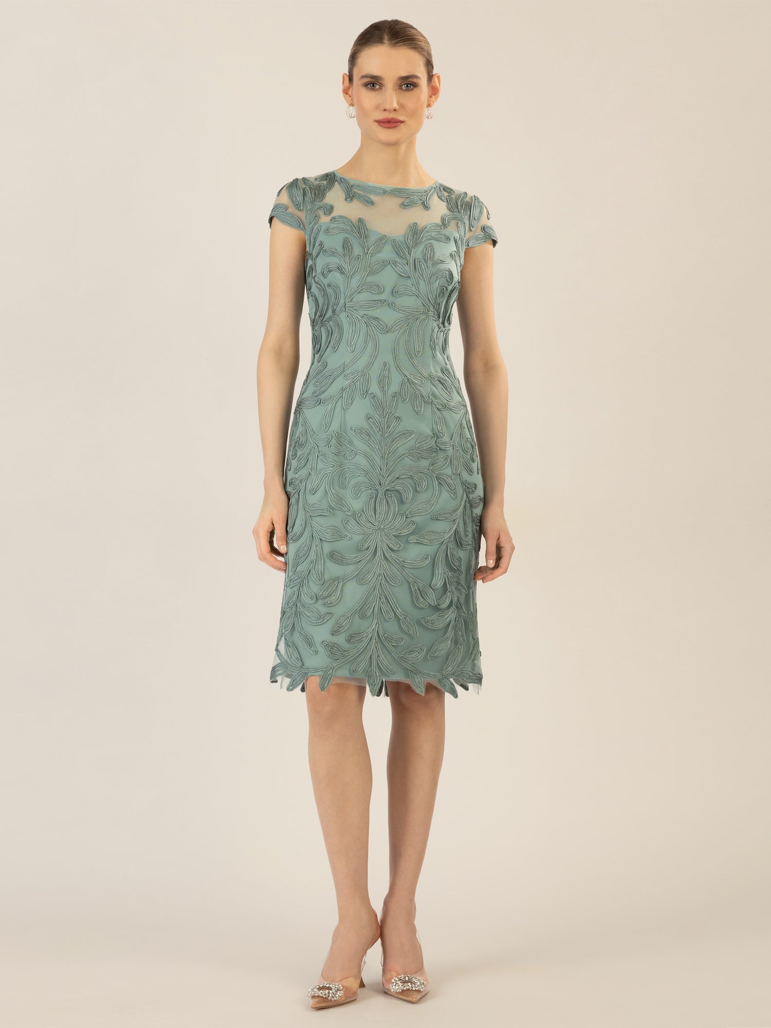APART Cocktailkleid, aufwendig bestricktes Meshkleid | jade