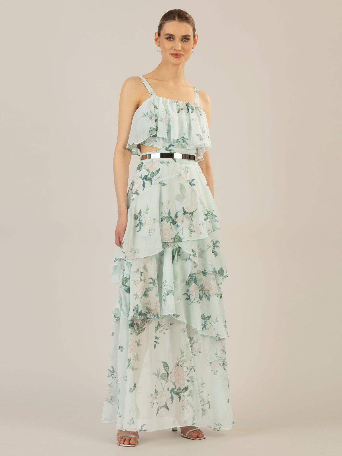 APART Chiffonkleid aus allover bedrucktem Chiffon | jade-multicolor