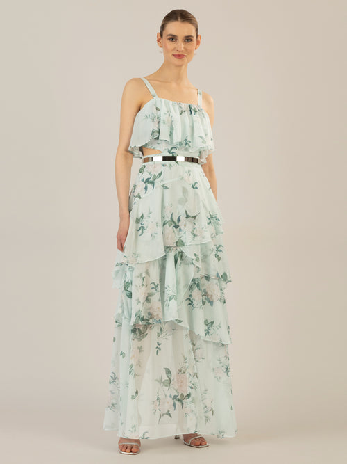 APART Chiffonkleid aus allover bedrucktem Chiffon | jade-multicolor image 1