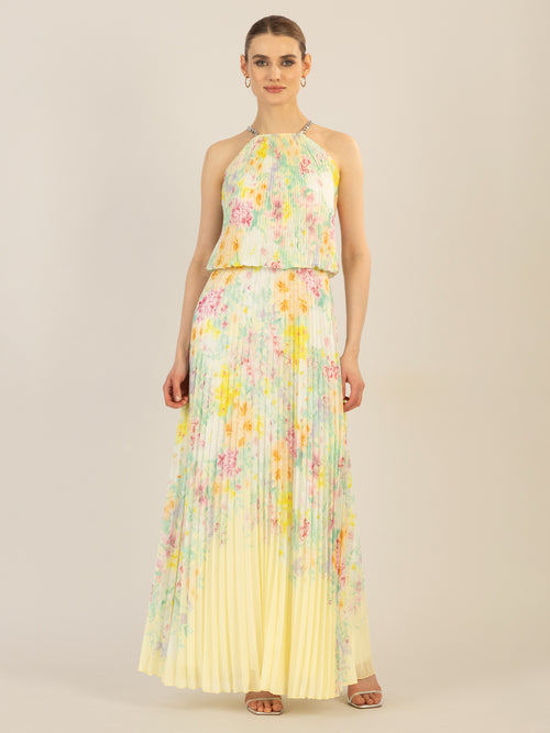 APART Plisseekleid im Neckholder-Stil | vanille-multicolor image 1