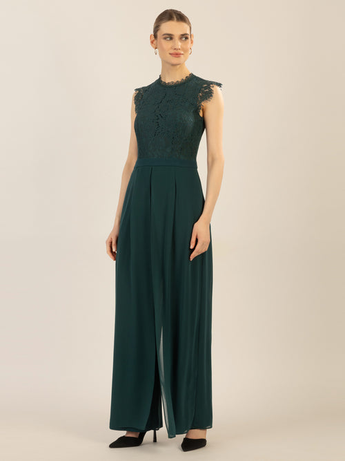 APART Overall mit Spitzenoberteil und aus hochwertigem Material | emerald image 1