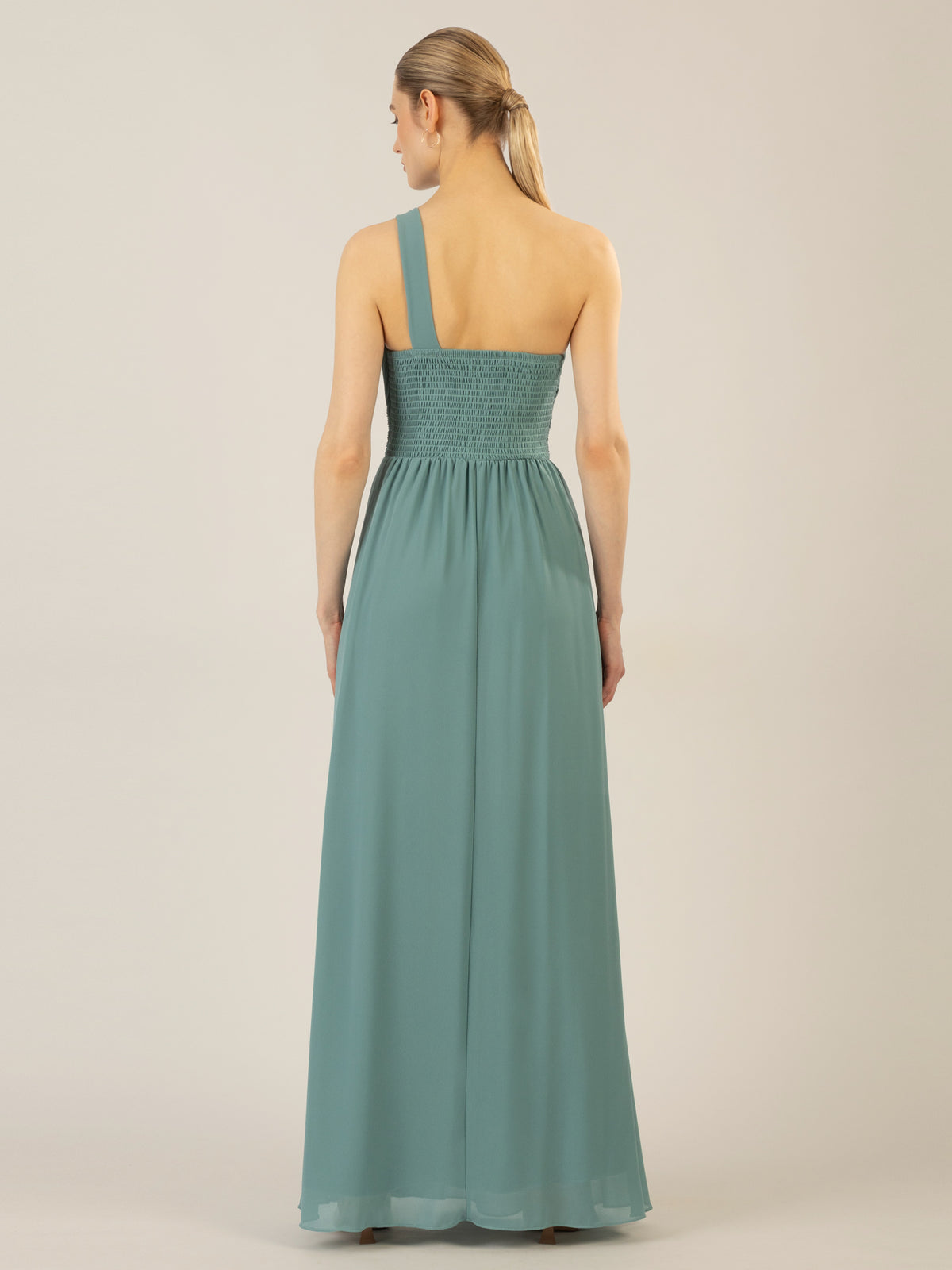 APART Abendkleid mit Plissee-Drapierung vorne und Smoke-Einsatz hinten | jade