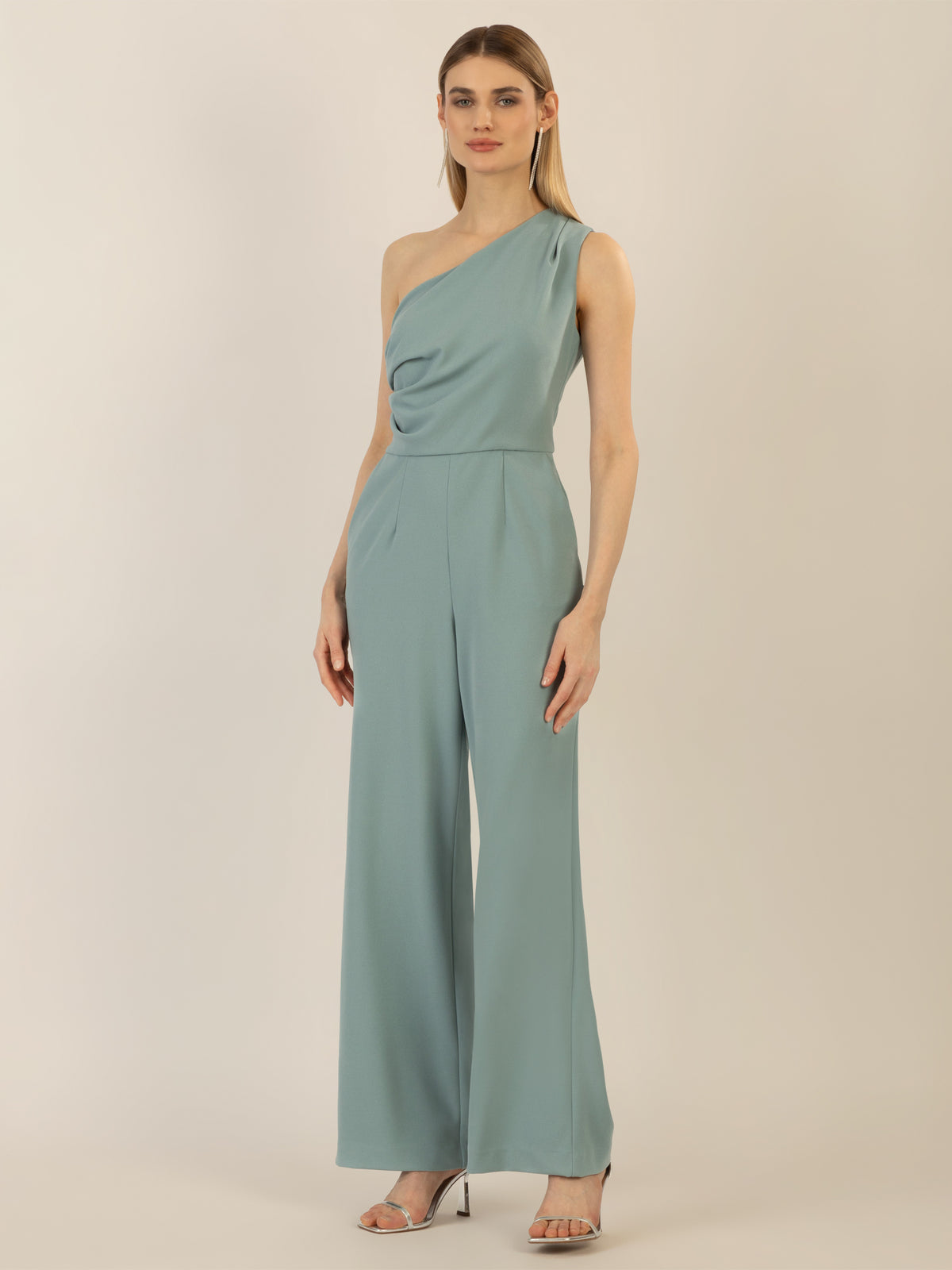 APART One-Shoulder Overall aus einer leicht strukturierten Ware | jade