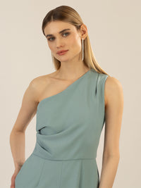 APART One-Shoulder Overall aus einer leicht strukturierten Ware | jade