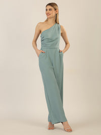 APART One-Shoulder Overall aus einer leicht strukturierten Ware | jade