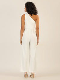 APART One-Shoulder Overall aus einer leicht strukturierten Ware | creme