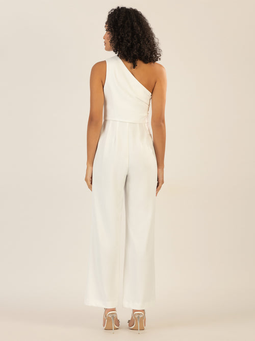 APART One-Shoulder Overall aus einer leicht strukturierten Ware | creme image 1
