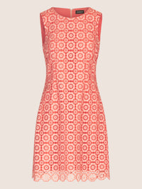 APART Spitzenkleid in leichter A-Form aus Blüten-Spitze | koralle-multicolor