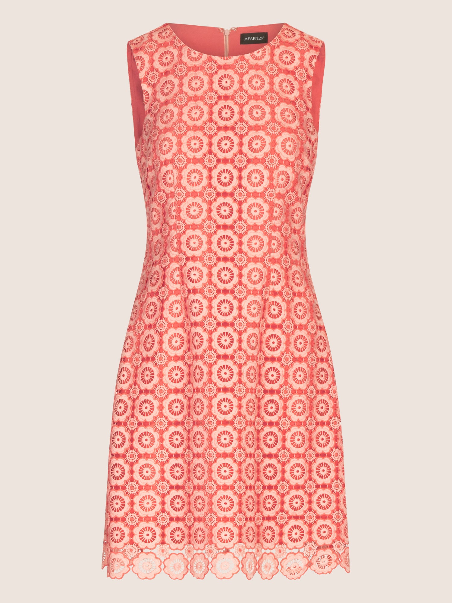 APART Spitzenkleid in leichter A-Form aus Blüten-Spitze | koralle-multicolor