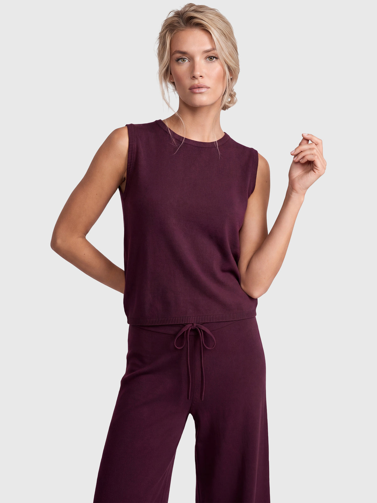 Stricktop mit Kaschmiranteil | weinrot