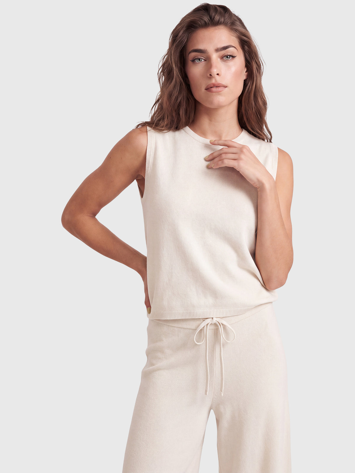 Stricktop mit Kaschmiranteil | champagner