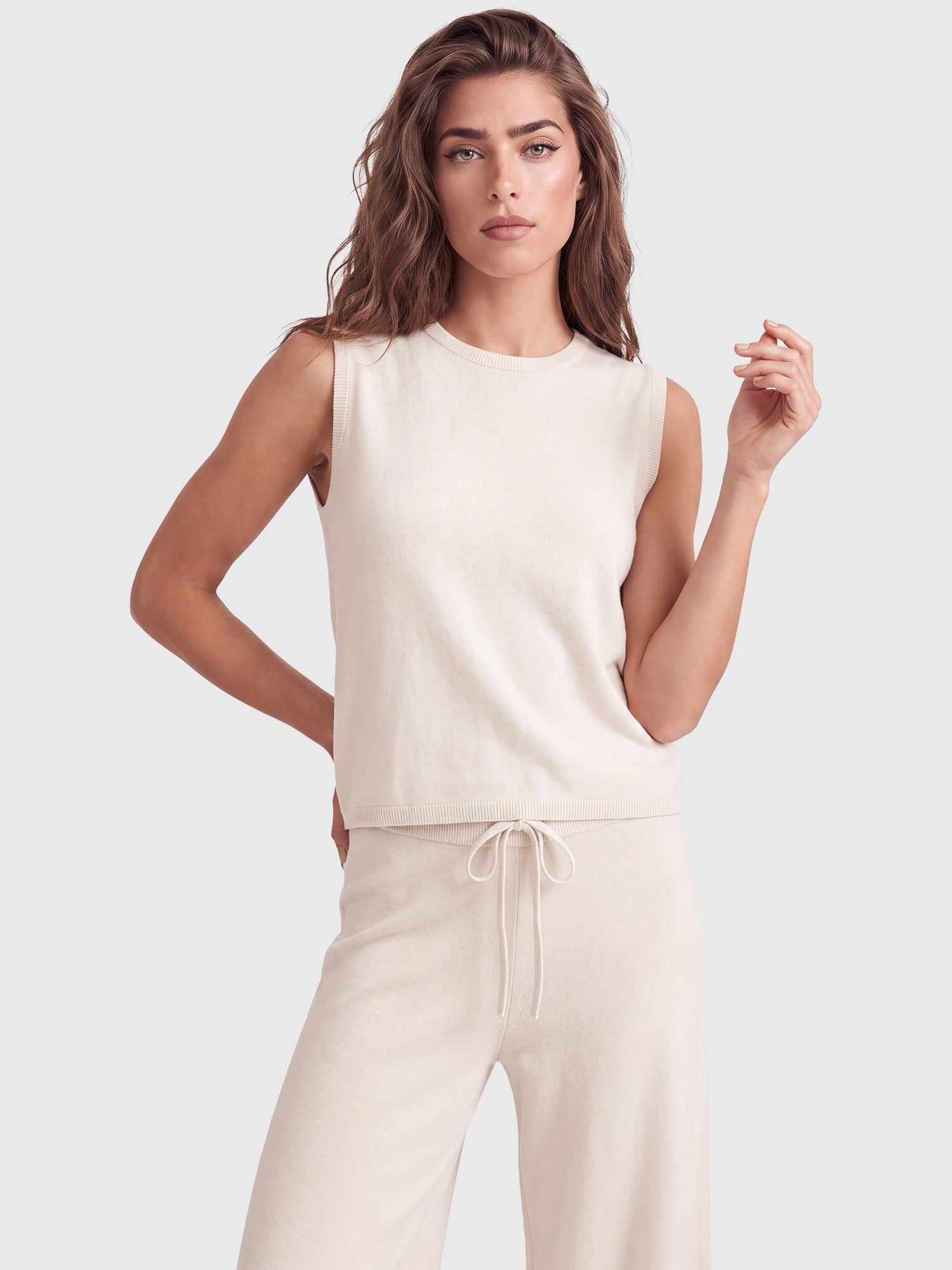 Stricktop mit Kaschmiranteil | champagner