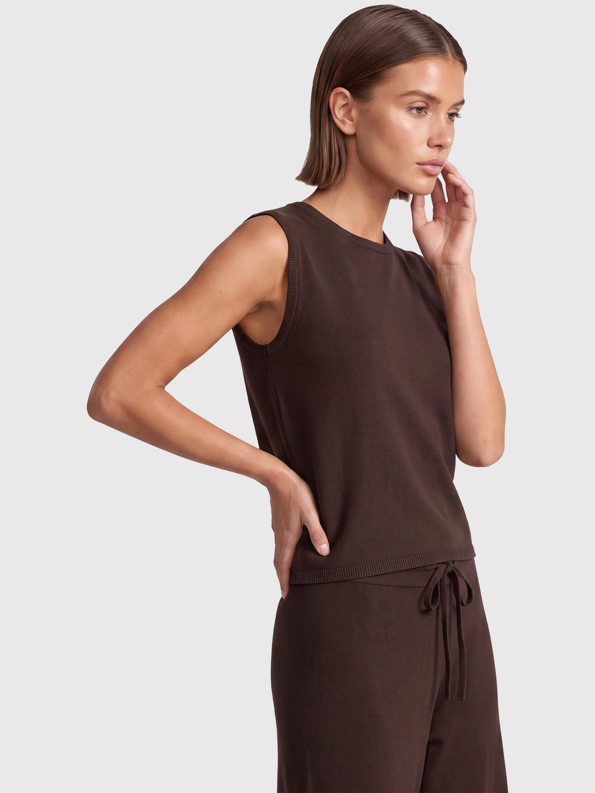 Stricktop mit Kaschmiranteil | braun