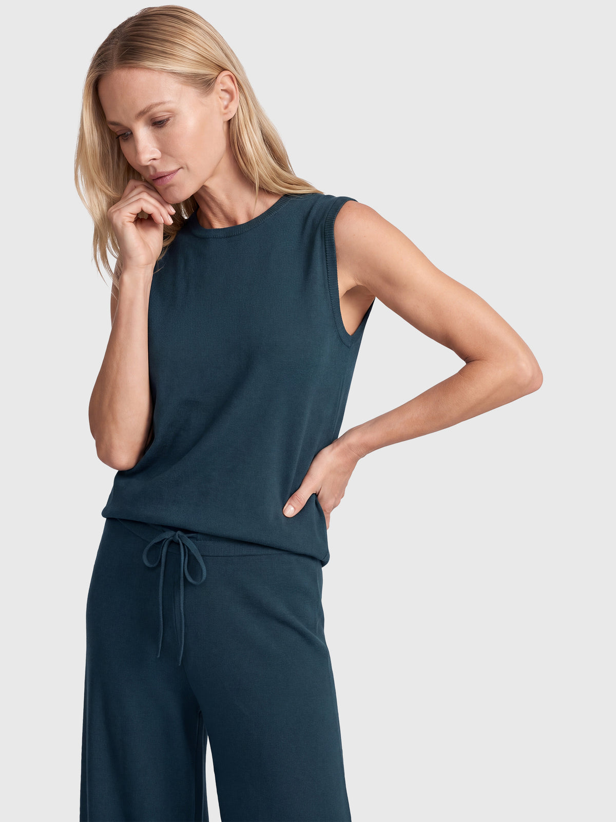 Stricktop mit Kaschmiranteil | petrol