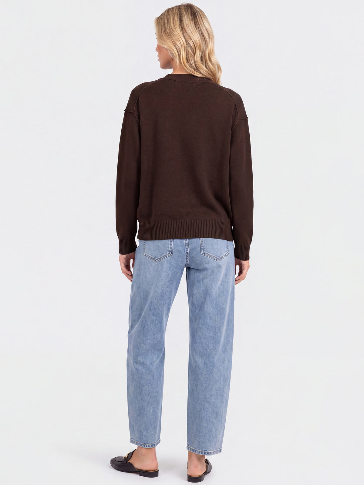 Oversized Strickjacke aus reiner Merinowolle | braun