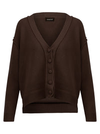 Oversized Strickjacke aus reiner Merinowolle | braun