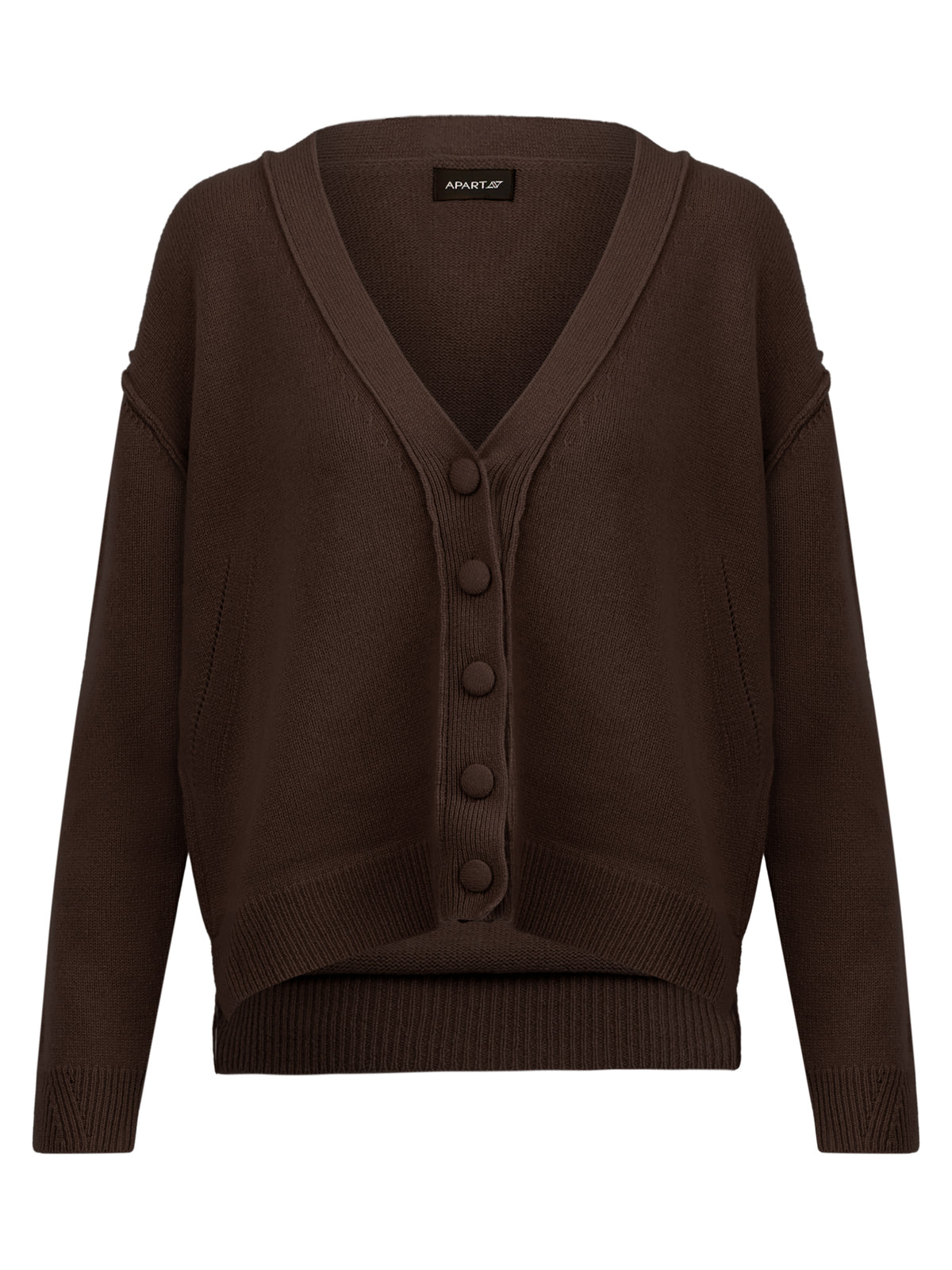 Oversized Strickjacke aus reiner Merinowolle | braun